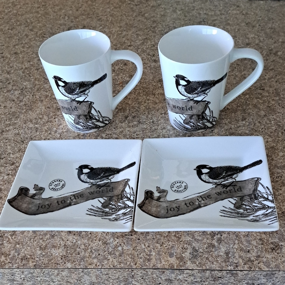 St. Nicholas Square Black and White Bird Mugs